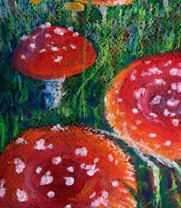 Amanita | Oil pastel drawing | 24x32 cm