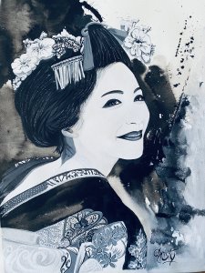 Geisha royale en noir et blanc by Christy