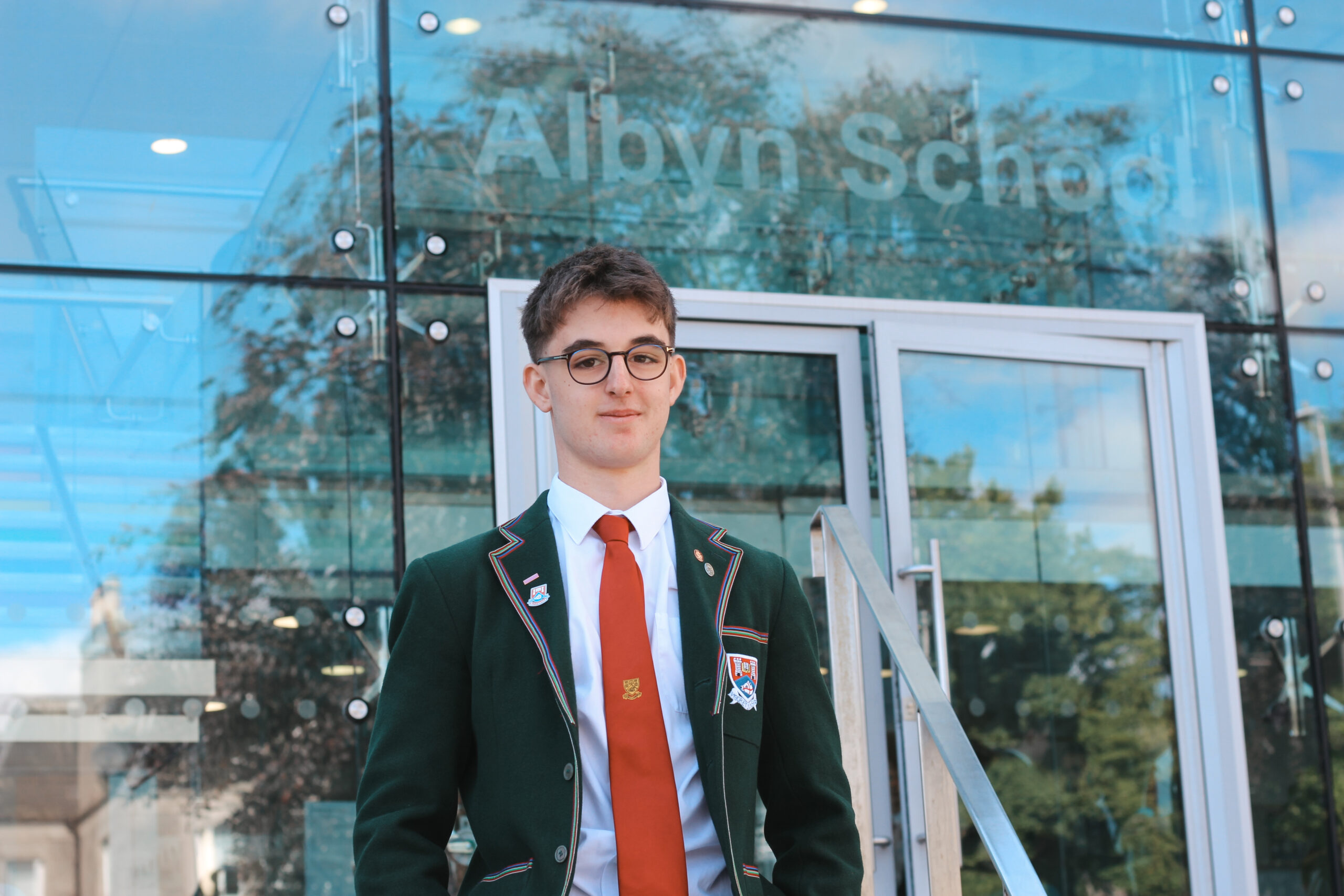 Image of pupil at front of Albyn School