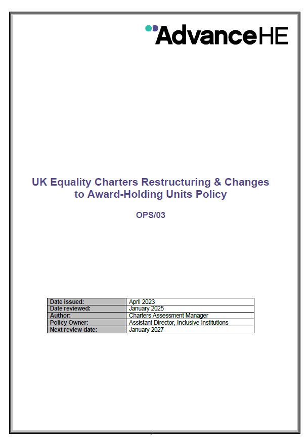 Restructuring and Changes to Award-Holding Units Policy (version 2.0)