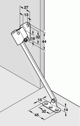 Hafele Flap Stay With Slotted Centre Joint Length 200 Mm
