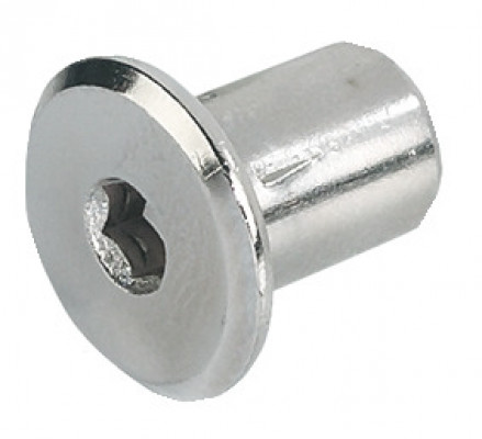 M6 sleeve nut, with sw4 hexagon socket, steel, with flat head, burnished