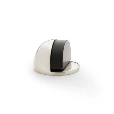 FLOOR MOUNTED OVAL SHIELDED DOORSTOP 45MM SATIN NICKEL
