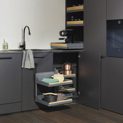 Magic corner comfort, LIRO, OAK , s/close, left, DW=550 mm, CW=900 mm, PEKA, anthracite