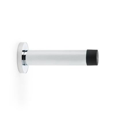 PROJECTION CYL. DOORSTOP ON ROSE 75MM POLISHED CHROME