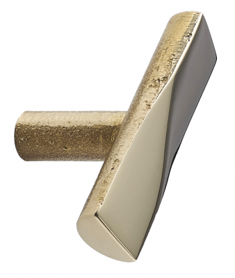 Scultura knob, L=54 mm, untreated brass polished
