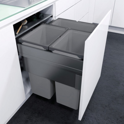 Pull Out Waste Bin, 600 mm, 85 litres, Vauth-Sagel VS, Space XX Pro S / Pro, Lava grey