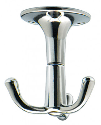 Wardrobe ceiling hook, rotating, 4 hooks, aluminum, polished aluminum