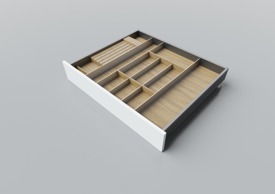 Cutlery divider for LEGRABOX/TA'OR C=700-900 mm, NL=650 mm, walnut