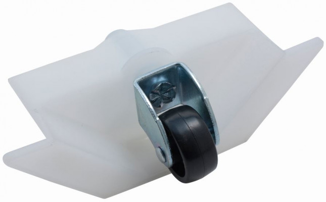 Large plastic corner castor, nylon wheel, 1 1/8", black