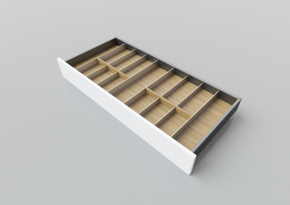 Cutlery divider for LEGRABOX/TA'OR C=950-1200 mm, NL=450 mm, oak