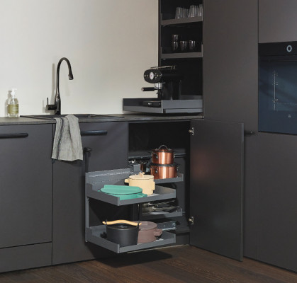 Magic corner comfort, LIRO, s/close, left, DW=550 mm, CW=900 mm, PEKA, anthracite