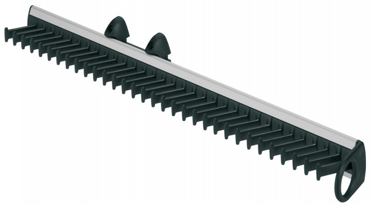 Pull out tie rack, depth 505-520 mm, aluminum rail with plastic rack, black rack