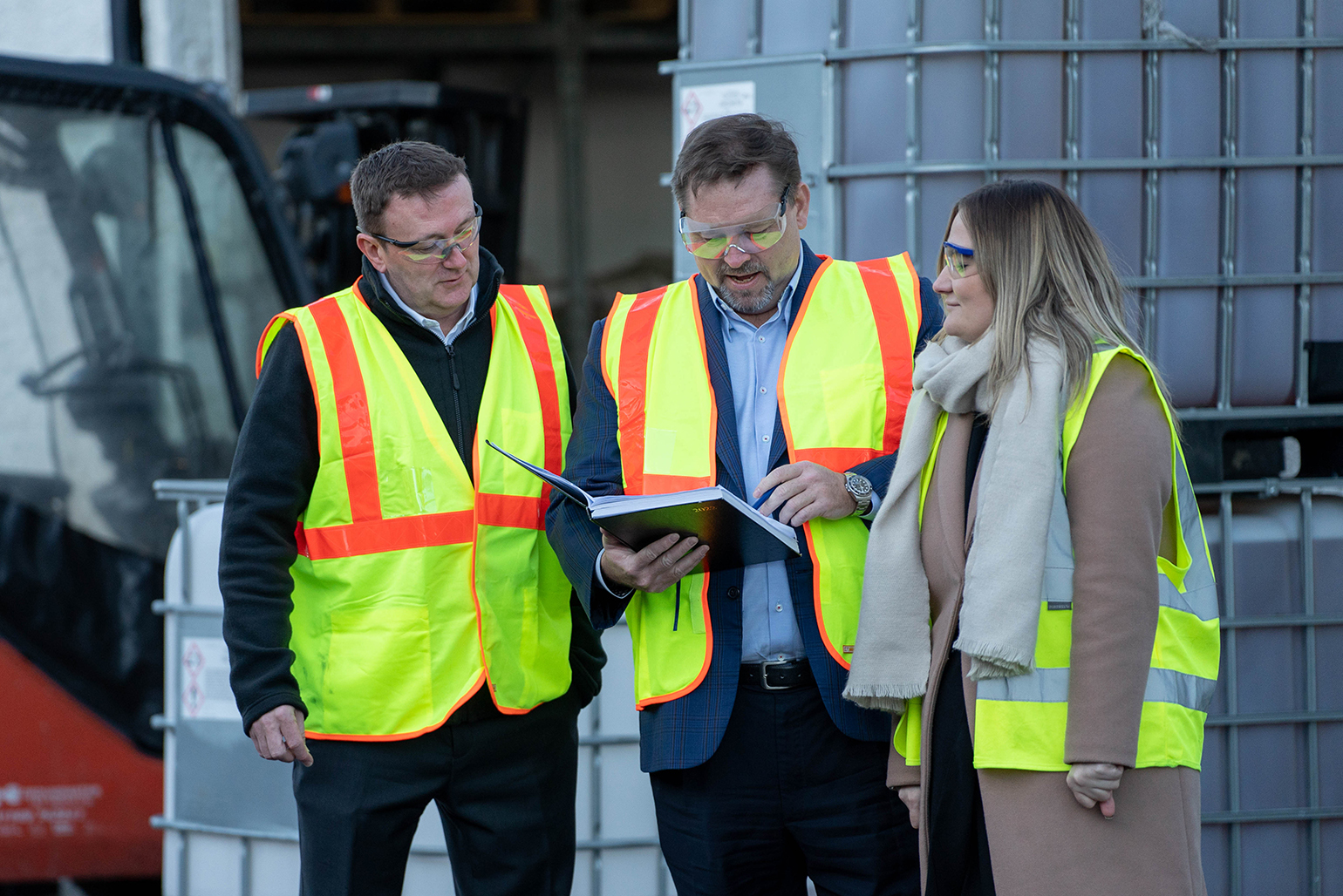 Kevin Mands with colleagues at FIS Chemicals HQ
