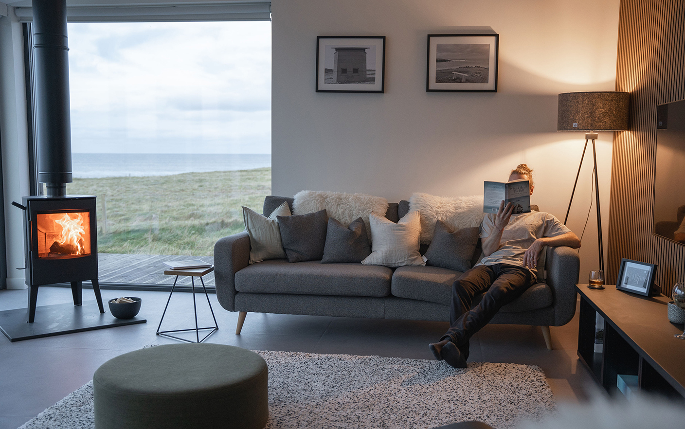 Interior living room at Brighid holiday home in Isle of Lewis, Scotland — Luke & Zaneta Visitors' View