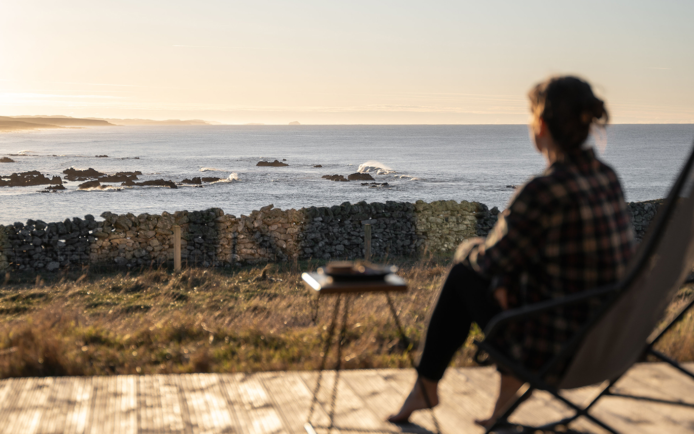 Outdoor deck at Brighid with views of Atlantic ocean