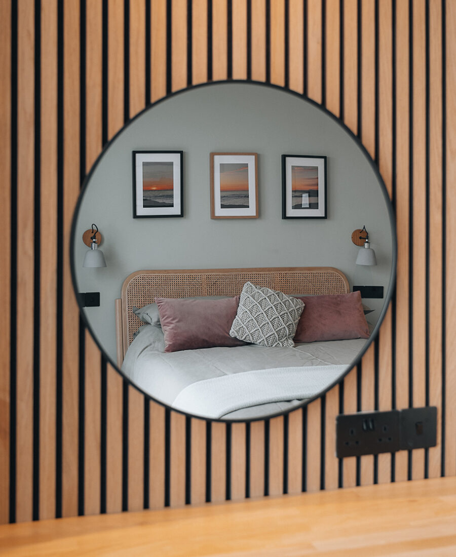 Mirror and cladded wall Brighid holiday Accomodation Scotland