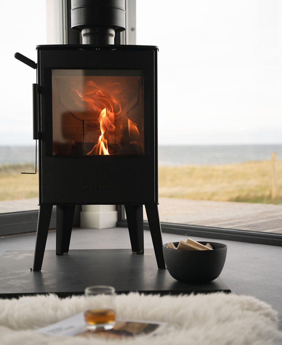Woodburning stove at holiday let accommodation Brighid Isle of Lewis Harris vacation Scotland