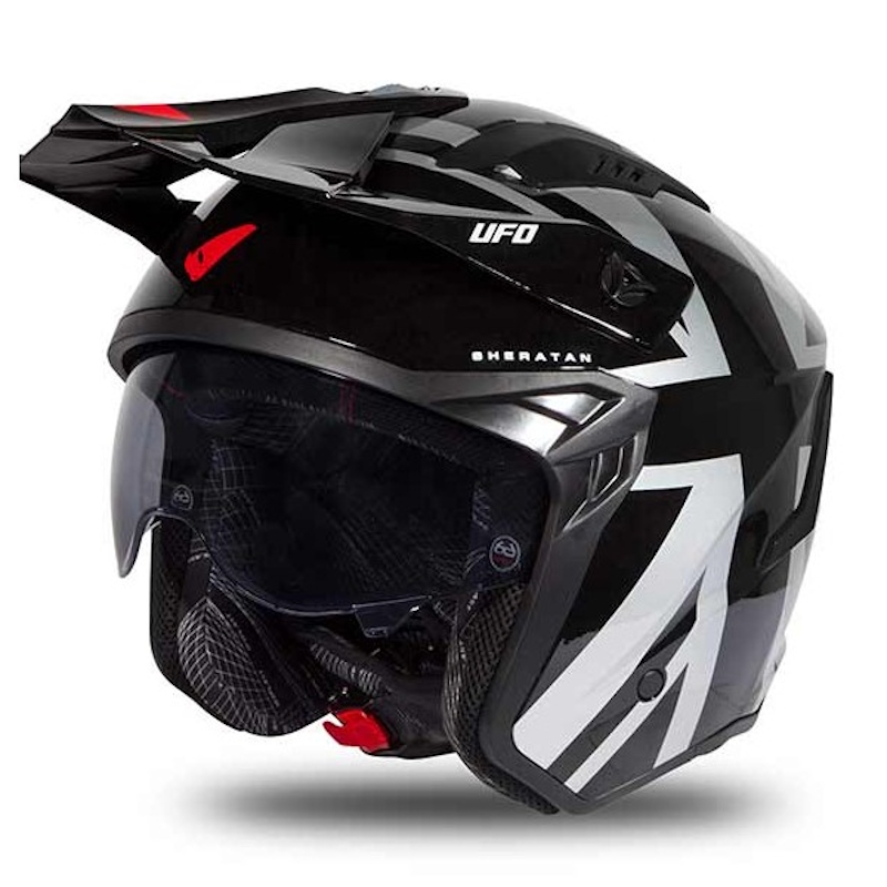UFO Sheratan Open-Face Motorcycle Helmet Jet Grey Union Jack