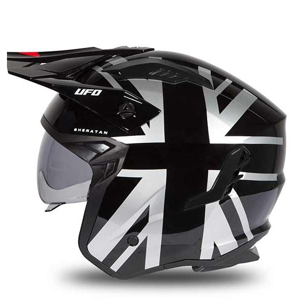 UFO Sheratan Open-Face Motorcycle Helmet Jet Grey Union Jack