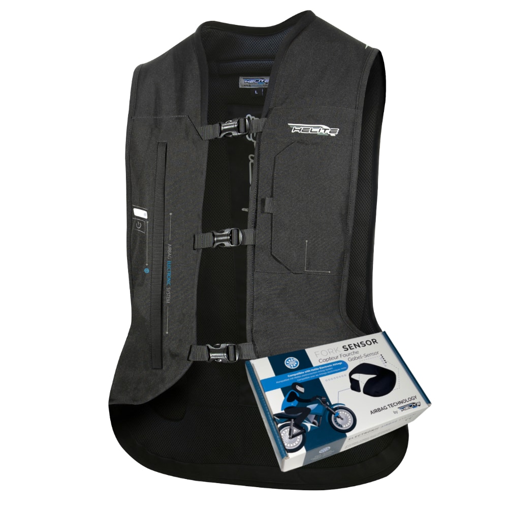 Helite e-Turtle 2 Air Vest Black Over Air Bag Motorcycle Unisex