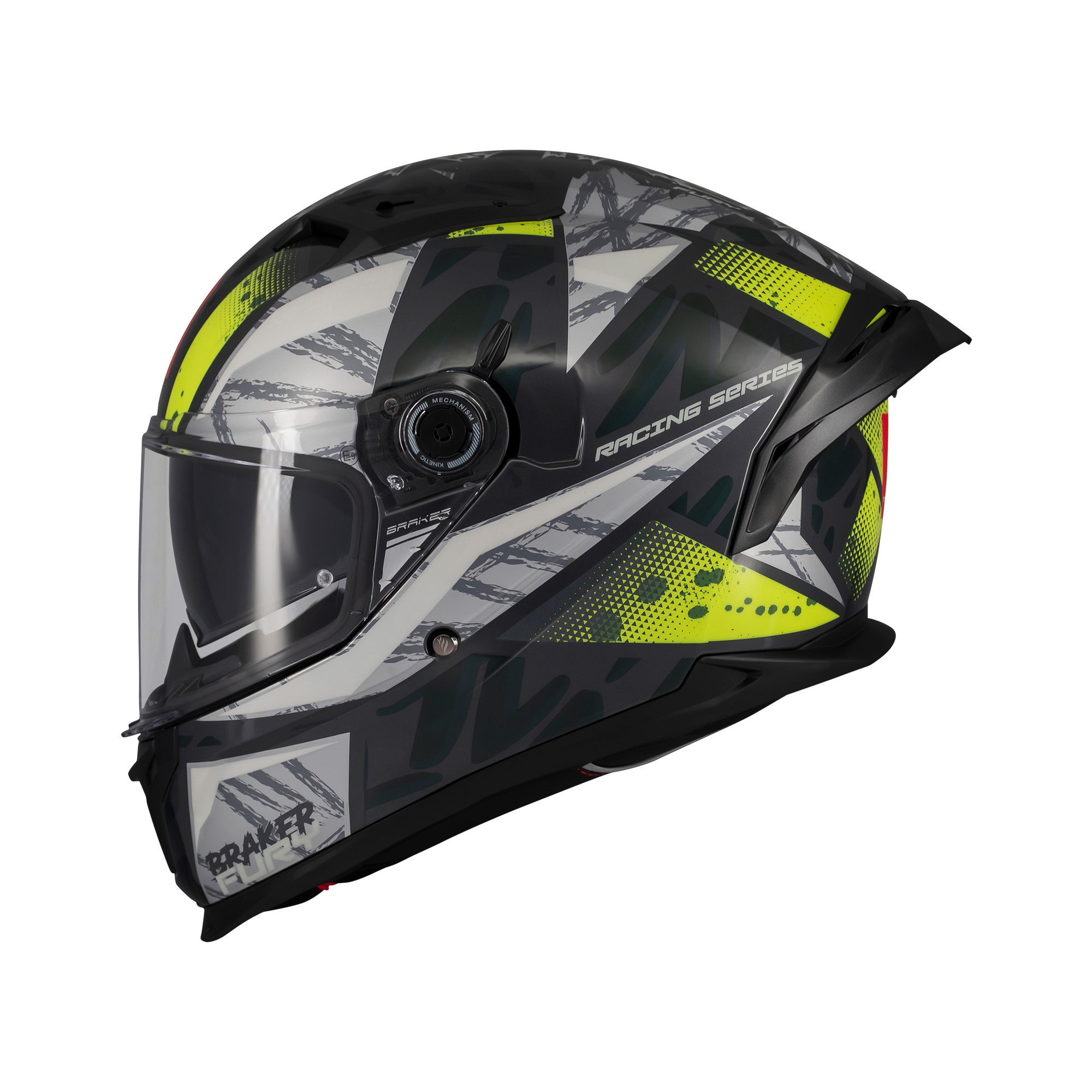 MT Braker Fury Motorcycle Helmet C6 Gloss Fluo