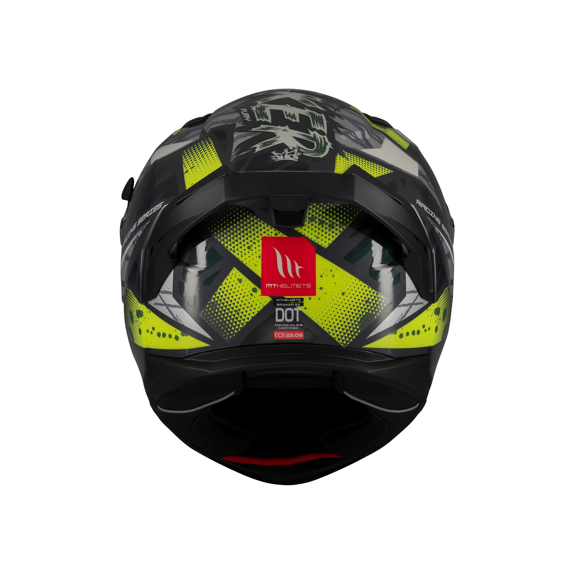 MT Braker Fury Motorcycle Helmet C6 Gloss Fluo