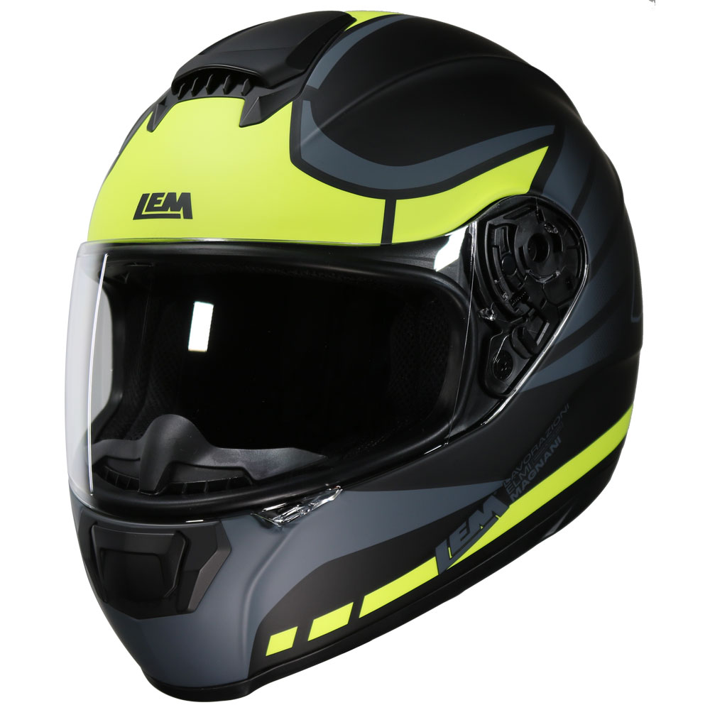 Lem Optix Full-Face Motorcycle Helmet Matt Black Yellow