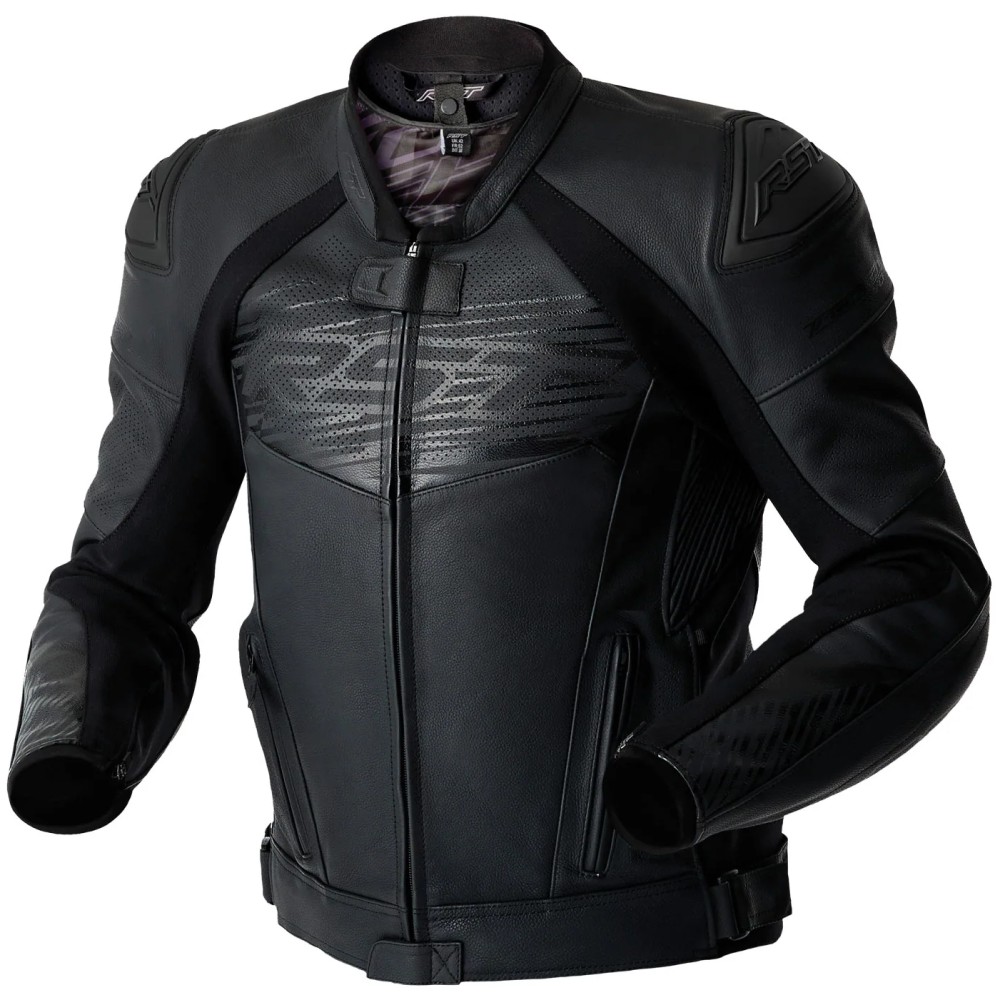 RST Tractech Evo D3O Leather Motorcycle Jacket Black Black