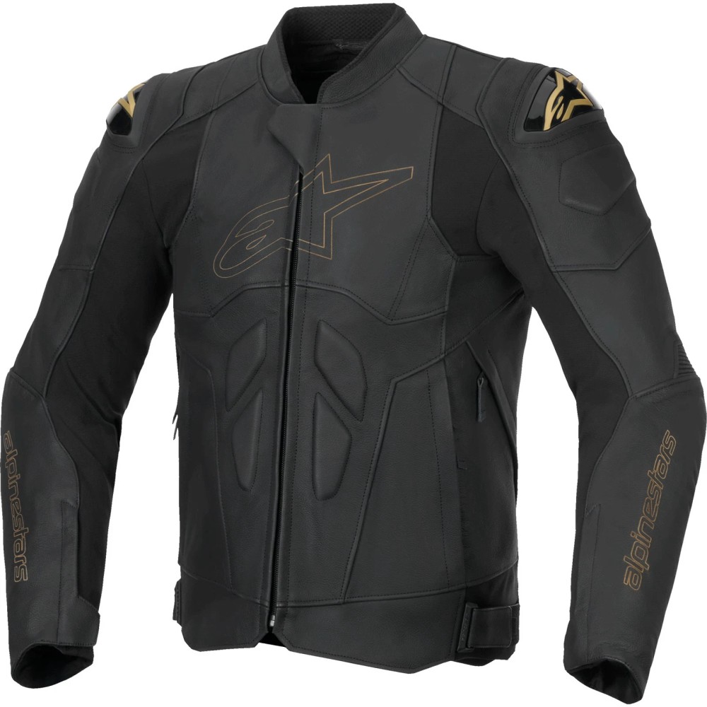 Alpinestars Dusk Leather Motorcycle Jacket CE Mens Black Laser