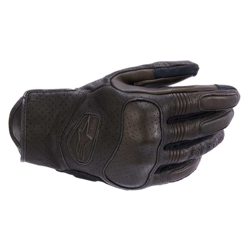 Alpinestars Mustang V3 Leather Motorcycle Gloves Dark Brown Black