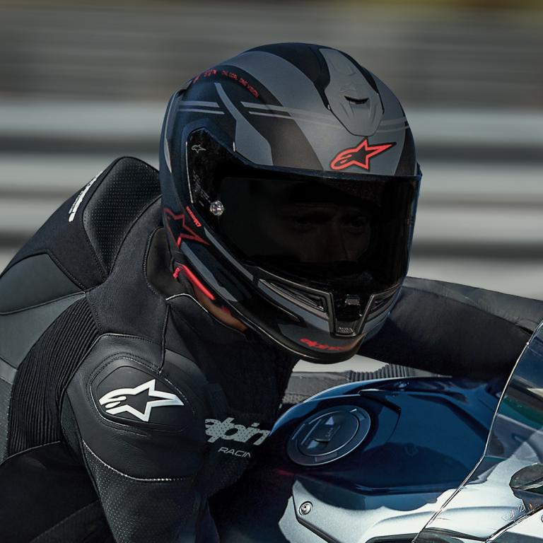 Alpinestars S-R7 A-Core Helmet Matt Black Grey Red