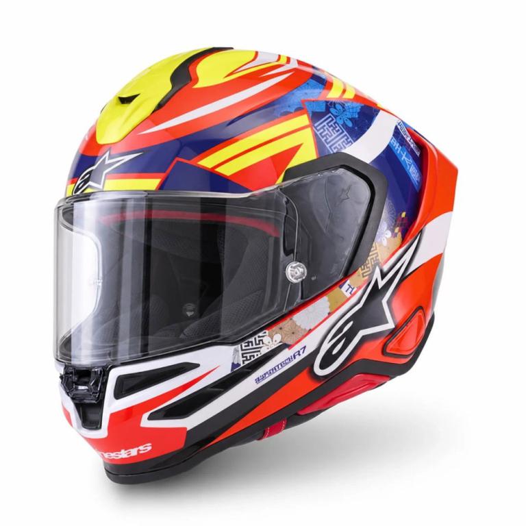 S-R7 Taiyo Furusato Helmet Red White Black Yellow Flo Gloss 