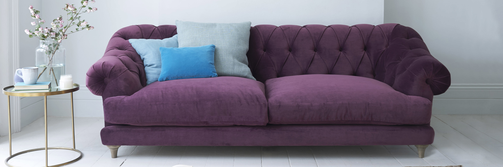 Purple Velvet Sofas Made in Blighty Loaf