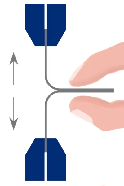 Diagram of supported T-peel test Diagram of supported T-peel test