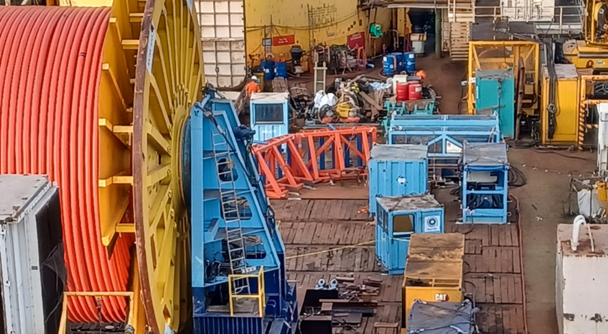 500 Te Reel Drive System and 15 Te Tensioner setup for Umbilical Lay during campaign 3