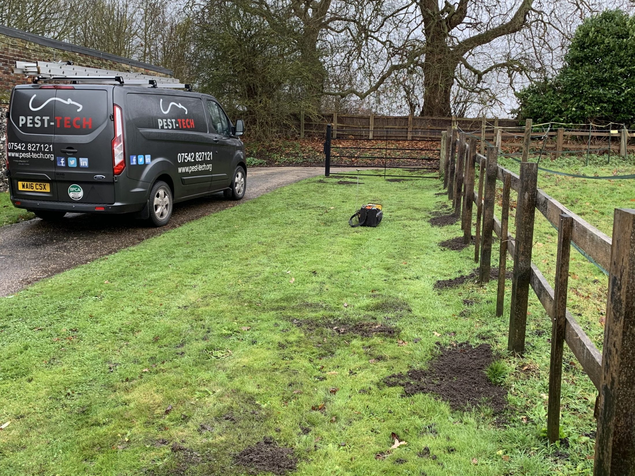 A garden mole removal treatment in progress | Pest Control Maidstone