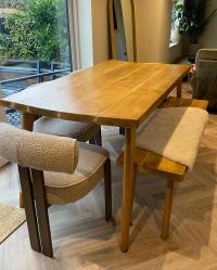 After searching high and low for the perfect dining table, we couldn’t find one that fit our style and budget. So, we decided to make our own! 
For around £300! 
Legs are from thehairpinlegco 🛠️
.
.
.
 #myhomestyle #diydinningtable #woodentable #diytable #DIYHome #BudgetFriendly #MadeItMyself #HomeGoals #diningroominspo #instahome #homedecor