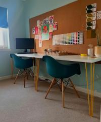 THROWBACK THURSDAY ✨
Looking back at where this room started to where it is now makes me so happy! What was once a simple, practical home office has turned into such a fun, creative space. Those thehairpinlegco yellow legs really brought the personality, didn’t they? 💛

Swipe to see how far it’s come 🥰

#tbt #roommakeover #homeofficegoals #interiorstyling #hairpinlegs #colourfulhome

*Previously gifted item