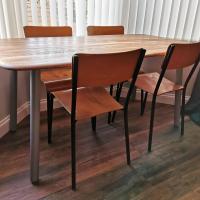 Still on holiday but here's the dining table I made for my new house, self indulgence at Christmas. ❤️

Reclaimed Ercol elm top (see last picture for before), stripped and sanded to reveal the beautiful wood beneath the brown. Tapered steel legs from thehairpinlegco and chairs from therustworks. Unsure of colours, the legs will probably either be darker grey or teal across the table and chairs... TBC once the room is decorated. 

#wood #custom #reclaimedwood #reuse #upcycle #craft #bespoke #madeinscotland #makesgonnamake #christmas #vintage #oldstuff