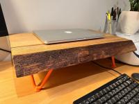 Screen riser with orange hairpin legs. Great addition to a home office or study. 
.
.
Made from a thick waney edge piece of oak, detailed with orange thehairpinlegco legs and finished with osmo_uk oil
.
.
.
.
#oak #office #home #homeoffice #handmade #desk #study #homeofficedecor #decor #homedecor #scandihome #minimalism #orange #homeinspo #design #handmadewithlove #humphreydesigns