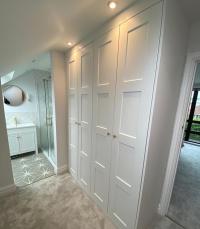 Gorgeous dressing room in this loft conversion completed this week.

- Super matt caraway classic doors
- eggergroup alpine white carcass
- blum_uk hinges & drawers
- thehairpinlegco brushed brass knobs

All fitted with a 6 year warranty!

Get in touch for your free quotation!

☎️ - 0117 4414 509
💻 - www.hintonbedrooms.co.uk
📧 - info@hintonbedrooms.co.uk