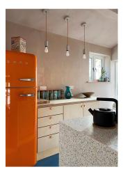 some facts about the kitchen:

🧡we pitched the roof because the previous flat one had a deck on it and it was hella damp. the kitchen backs into bedrock so water is our nemesis.

🧡we aren’t as organised as the million jars from flyingtiger suggest. the delivery person didn’t tell us about the first delivery and when it resurfaced after flying tiger sent another, flying tiger kindly let us keep all the jars.😅

🧡we didn’t measure the height of our junguklondon sockets. that they sit just above the aforementioned jars is a happy coincidence.

🧡i promised to learn to tile this year but…🤷🏻‍♀️

🧡the hobtop kettle sounds like a forlorn goose when it boils. it’s awesome.

🧡i made the bowl on the worktop in gcse art. it rarely contains fruit.

💙we installed the vinyl colourflooring. now we’ve proved ourselves, we can legitimately get the professionals in next time.

🧡halfdead plants on the windowsill for realism.

is there anything you’d like to know about our wee kitchen?

swipe for the before!

mydailyrenovation #TransformationTime #TransformationTuesday
mydailyhomesquare

#interiordesign #homedesign #renovation #renovationproject #colourfulhome #colourmehappy #homestyle #smeg50style #colourfulinteriors #apartmenttherapy #storyofmyhome #rainbowhomemonthly #homeinspodaily #myspaceanddecor #mymonthincolour #mydailyrenovation #thehousefanatics #glowupmypad #kitchendesign #kitcheninspo #plaster #birchplywood #renovateandrevamp #daretoshareyourhome #sorealhomes #interiorscontentforyou #littlehomeglowup