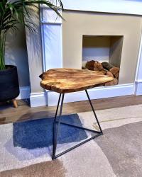 Stunning piece of spalted beech created into a side table , base by thehairpinlegco #sidetables #homefurniture #spaltedbeech #lovewoodworking #wicklow