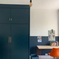 My sons bedroom with his fab desk from thehairpinlegco 
Swipe for before. The wardrobes were awful but provided so much storage that I didn’t want to get rid of them. The solution was to knock down half and turn the slatted doors around!
#Scottishinteriorsundays #scottishhomes #myhousethismonth #myhomevibe #myhomestyle #victorianrenovation #victorianrestoration #periodhomesofinsta #periodhomes #myperiodhomestyle #letterboxhome #pimpmypad #farrowandball #hagueblue #hairpinlegcompany #mustardmade #dowsingandreynolds #TheChicHomes