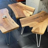 Three live edge Walnut coffee tables finished; black, silver and white hairpin legs. Really pleased with how each different colour hairpin legs work with the Walnut. 😍
Finished in Rustins Danish Oil

All three are available to buy. Please get in touch if you would like to own your own custom piece of furniture 😊

#greydesignwoodwork 
#woodworking #woodwork #woodworker #craftsman #furnituredesign #woodworkingcommunity #finewoodworking #woodisgood #woodworkersofinstagram #woodlovers #woodworkinglove #woodporn #makersgonnamake #hairpinlegs #walnut