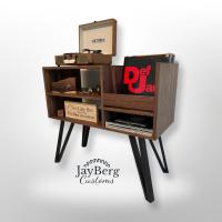 This is my 3rd record player stand design, the first with metal legs. These box hairpin legs are available in two sizes from thehairpinlegco