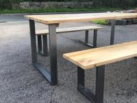 Oak table and benches. Quality legs by thehairpinlegco timber from whitneysawmills oil by osmo_uk #table#bench #oak