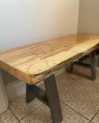 Small versatile bench, Beech sourced in Wicklow. A-Frame legs by thehairpinlegco . kilndriedhardwoods #spaltedbeech #interiordesignireland #wooddesign #woodcraft