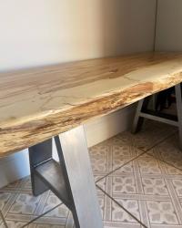 Small versatile bench, Beech sourced in Wicklow. A-Frame legs by thehairpinlegco . kilndriedhardwoods #spaltedbeech #interiordesignireland #wooddesign #woodcraft